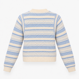 Chunky Textured Knit Striped Jumper Blue Cream