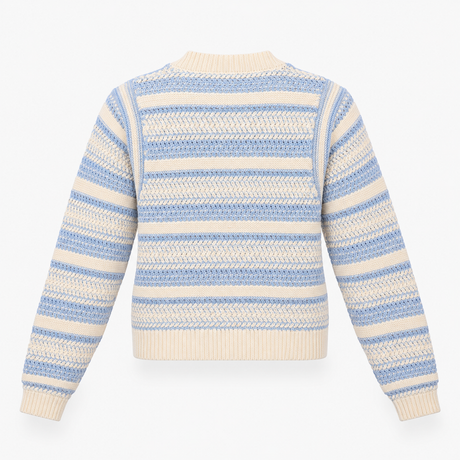 Chunky Textured Knit Striped Jumper Blue Cream