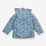 4 in 1 Raincoat Blue Floral with Pink Fleece