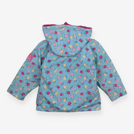4 in 1 Raincoat Blue Floral with Pink Fleece