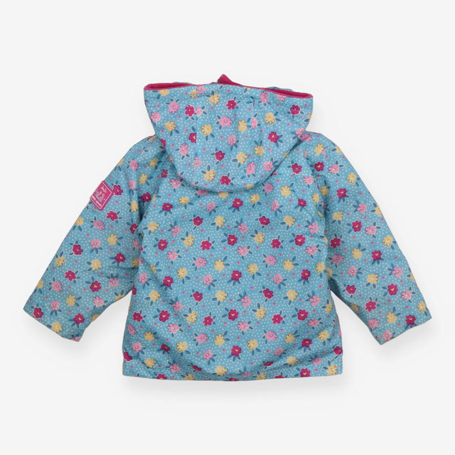 4 in 1 Raincoat Blue Floral with Pink Fleece