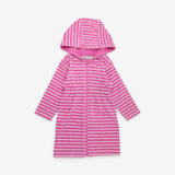 Dress pink white striped towelling with hood