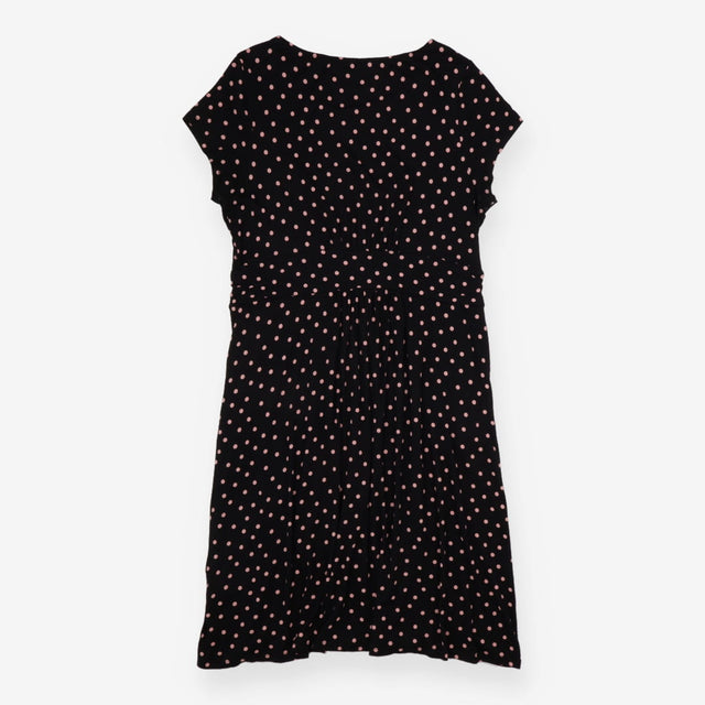 Midi Dress Jersey Polka Dot Pink black Short Sleev