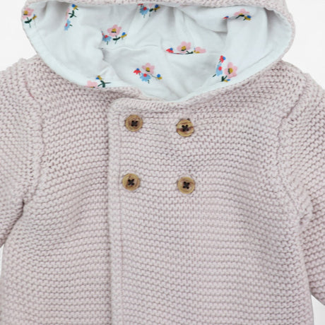 Light pink cardigan knit floral lining 
