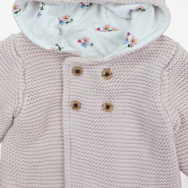 Light pink cardigan knit floral lining 