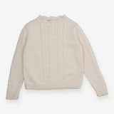 Cream Cable Knit Jumper Pink Detail
