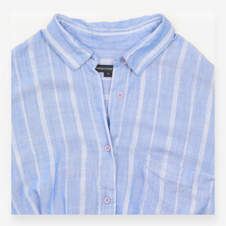 Twist Front Blue Stripe Shirt Size M