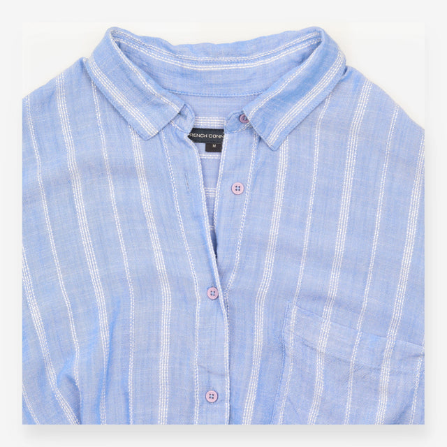 Twist Front Blue Stripe Shirt Size M