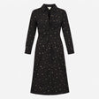Black Gold Star Print Twist Front Long Sleeve Midi