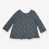 Jersey Top Grey Embroidered Spots Cotton Modal