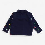 Navy Christmas Applique Polo Shirt