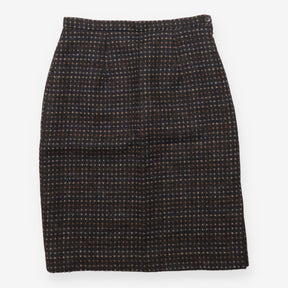 Pure Wool Tweed Pencil Skirt Black Tan
