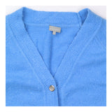 Cardigan Bright Blue Wool Alpaca Blend Gold Button