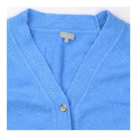 Cardigan Bright Blue Wool Alpaca Blend Gold Button