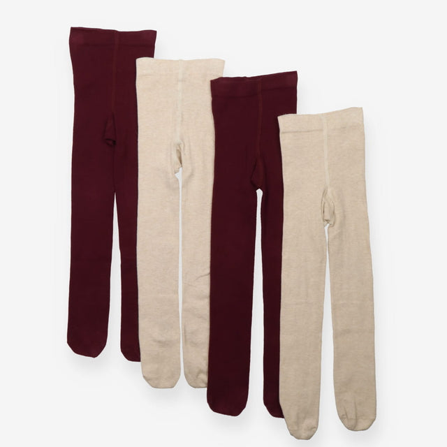 Beige and burgandy four pack of tights