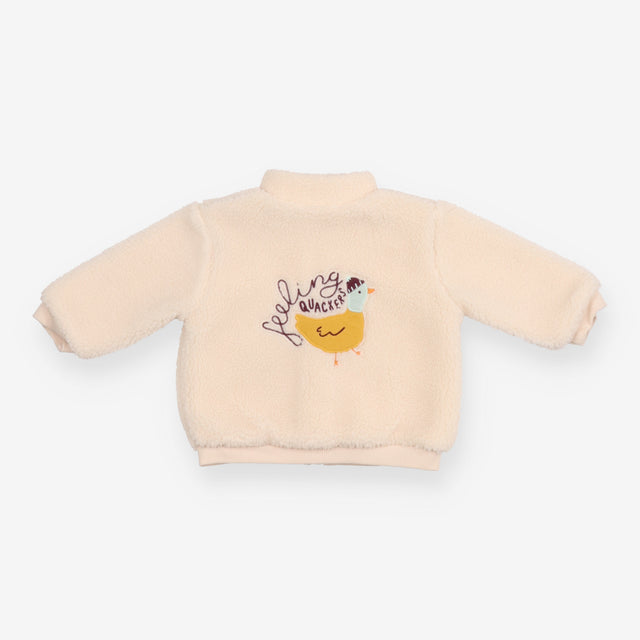 Fleece jacket Cream with Embroidered Duck with Bob