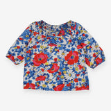 Puff Sleeve Floral Woven Blouse – Stretch Boatneck