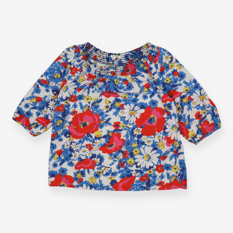 Puff Sleeve Floral Woven Blouse – Stretch Boatneck