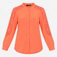 Coral Lace Sleeve Long Sleeve Blouse