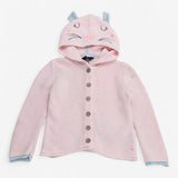 Knit cardigan pink cat hood