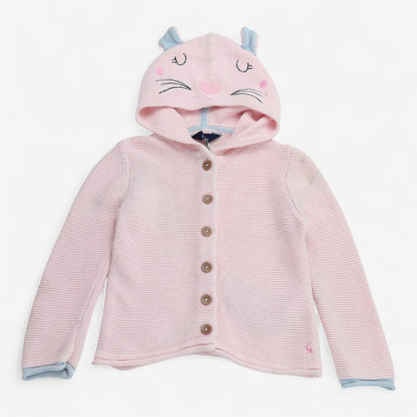 Knit cardigan pink cat hood