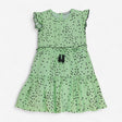Dress Woven Green with Black Spots