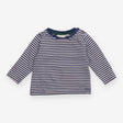 Blue Striped Long Sleeve Green Collar