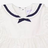 Blue and white collared dress