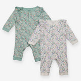 Sleepsuits Floral Print Frilly Shoulders