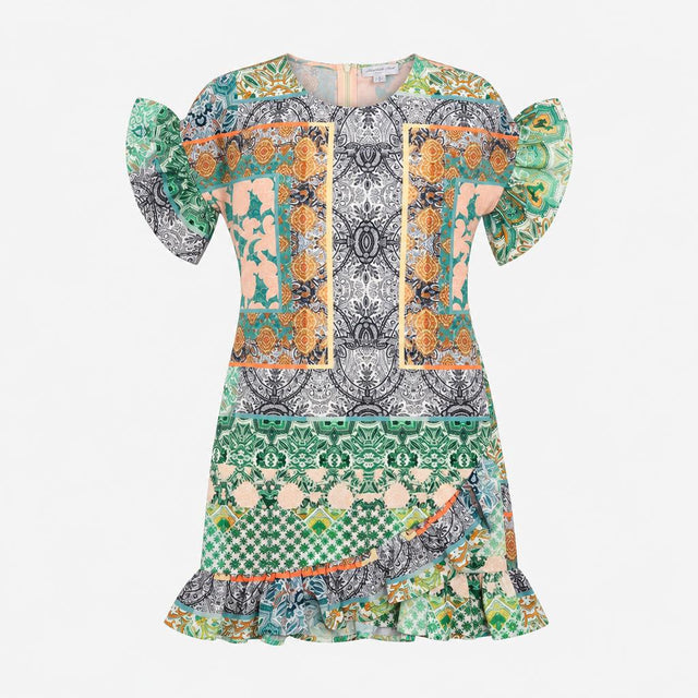 Dress Tile Paisley Print Short Sleeve Mini