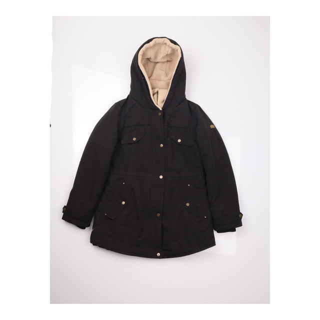 Coat Black Sherpa Fleece Lined Hooded Parka