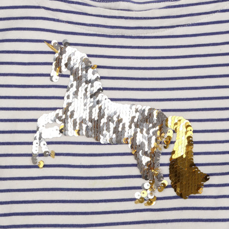 Dress Navy Stripe Gold Unicorn Sequin