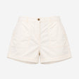 Shorts White Tailored Turn Up Hem Button Front Poc