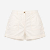 Shorts White Tailored Turn Up Hem Button Front Poc