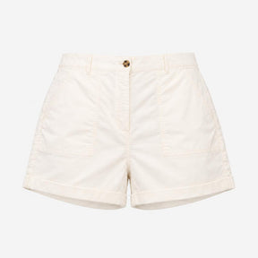 Shorts White Tailored Turn Up Hem Button Front Poc