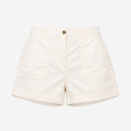 Shorts White Tailored Turn Up Hem Button Front Poc