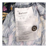 Floral Ruffle High Neck Cotton Top Navy Blue Padbu