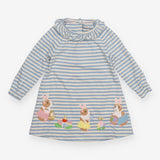 Dress long sleeved white and blue striped rabbits