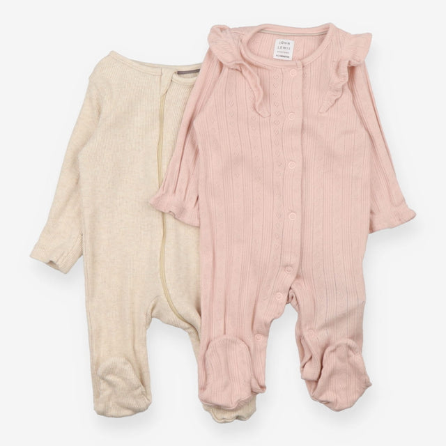 Sleepsuit long sleeve pink cream zipped 2 Pack