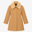 Camel Faux Fur Collar Long Coat