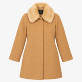 Camel Faux Fur Collar Long Coat
