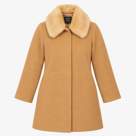 Camel Faux Fur Collar Long Coat