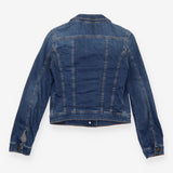 Denim Jacket Mid Blue Stretch Cotton Fitted