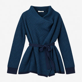Maternity&Nursing Cardigan Chunky Knit Belted Teal