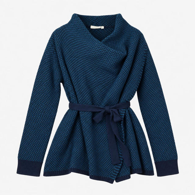 Maternity&Nursing Cardigan Chunky Knit Belted Teal