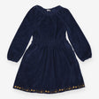 Dress navy blue velour gold stars 