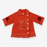 Jacket Wool Orange with Flower Appliques