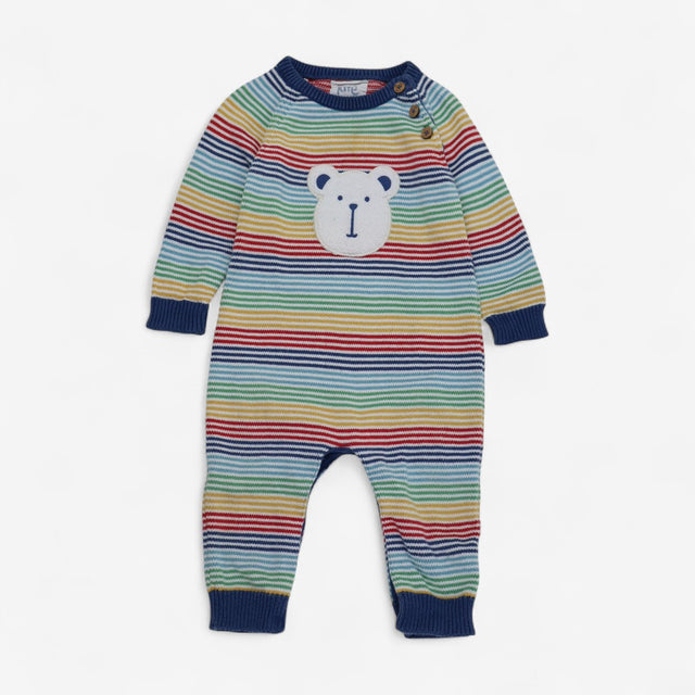 Romper Knit Bear Stripe with Teddy