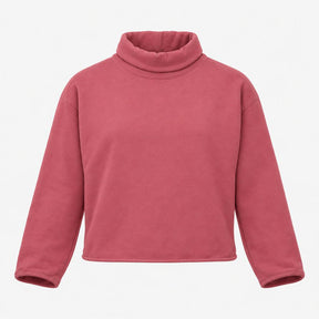 Dusky Rose Pink 100% Cotton Funnel Neck Long Sleev