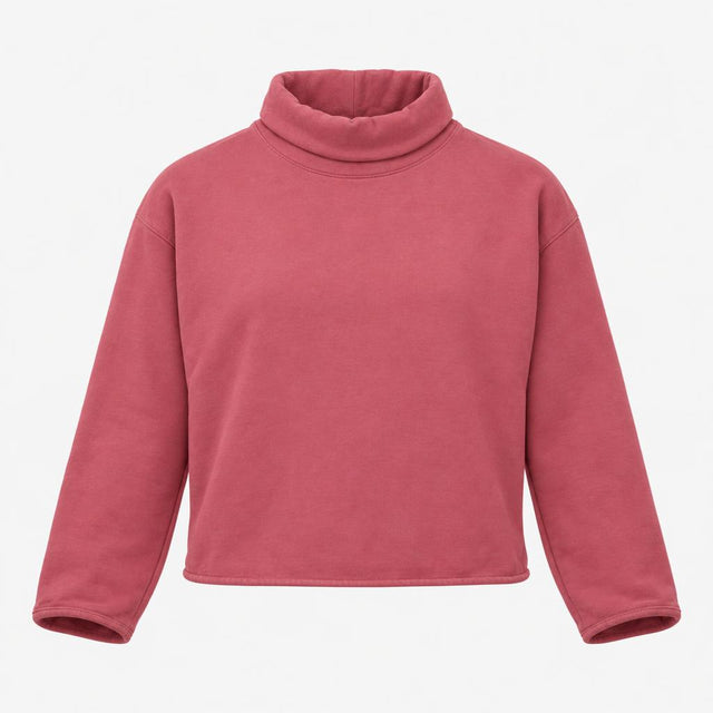 Dusky Rose Pink 100% Cotton Funnel Neck Long Sleev
